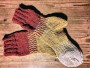 Ručně pletené ponožky z ovčí vlny, červeno-oranžovo-bílé