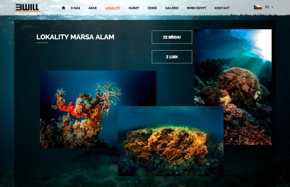 Webové stránky pro potápěčské centrum v Marsa Alam