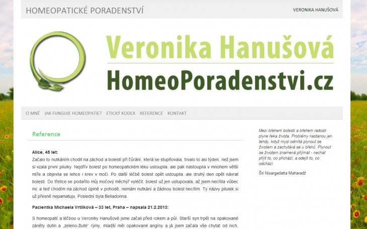 HomeoPoradenstvi.cz — tvorba jednoduchého informačního webu a návrh vizitek v Photoshopu