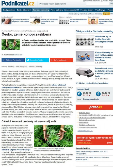 Česko, země konopí zaslíbená | článek pro server Podnikatel.cz