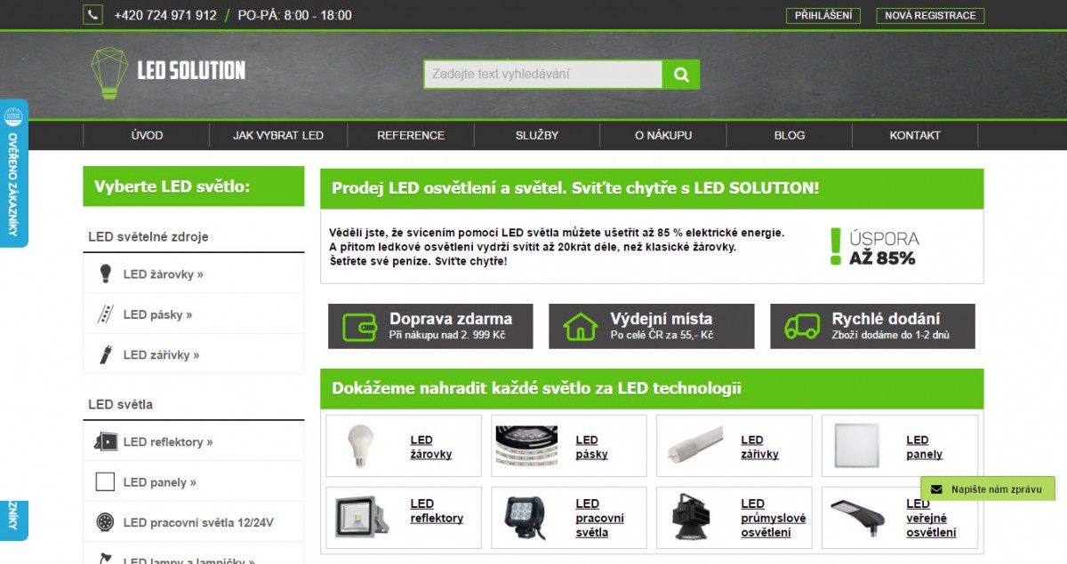 Online marketing a pozvolný redesign e-shopu s LED světly