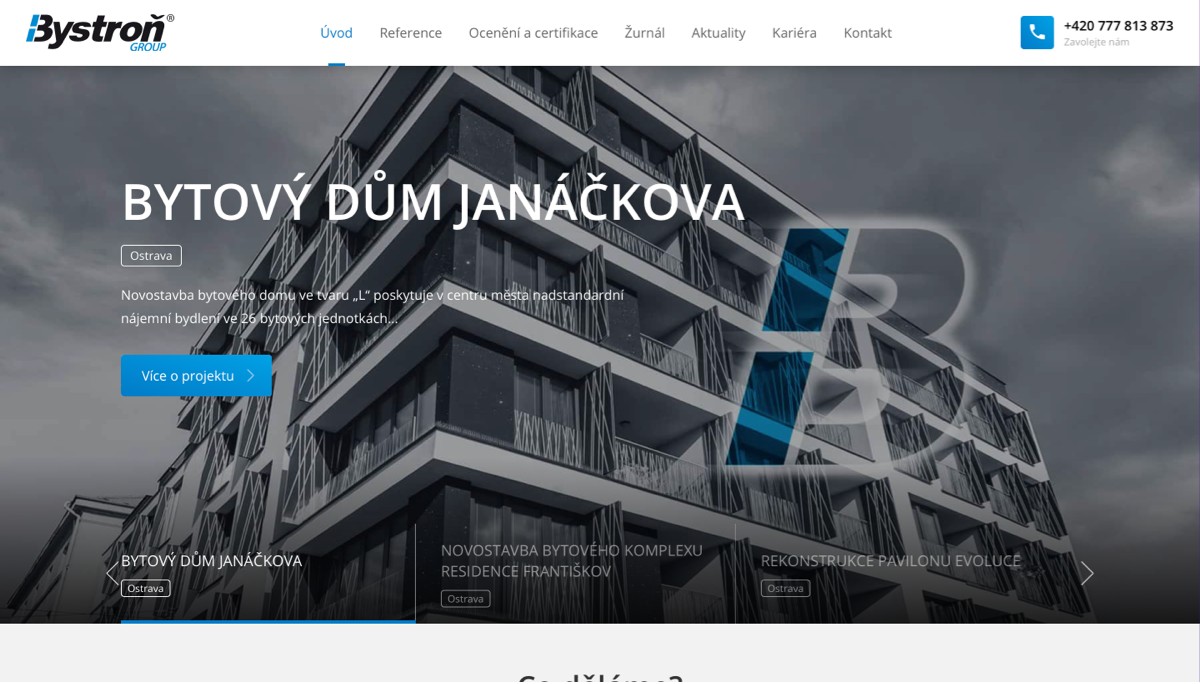Bystroň - webová prezentace stavební firmy