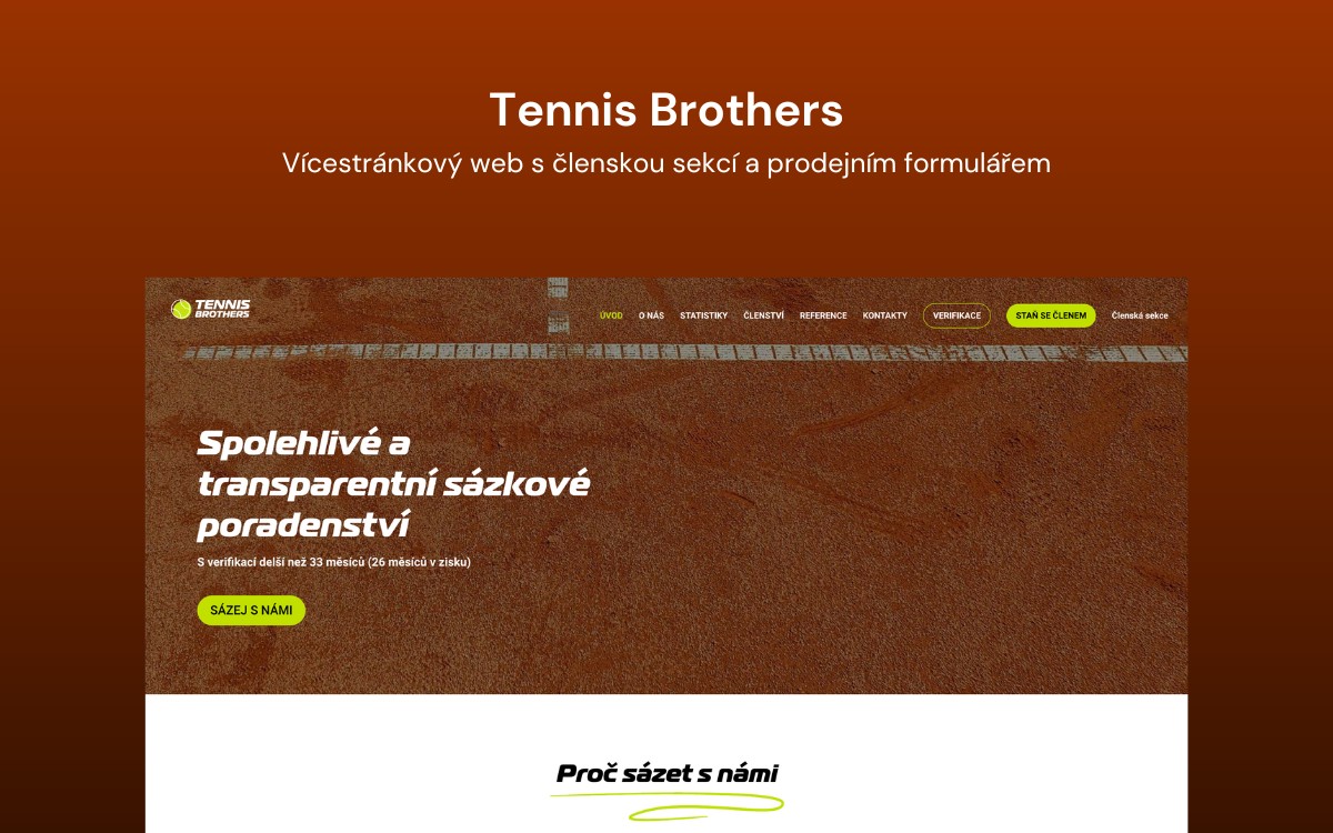 Tennis Brothers | tvorba webových stránek