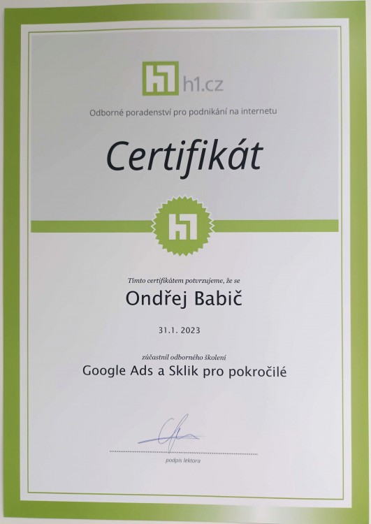 Certifikát Google Ads a Sklik pro pokročilé