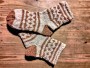 Ručně pletené ponožky z ovčí vlny, barveno cibulovými slupkami