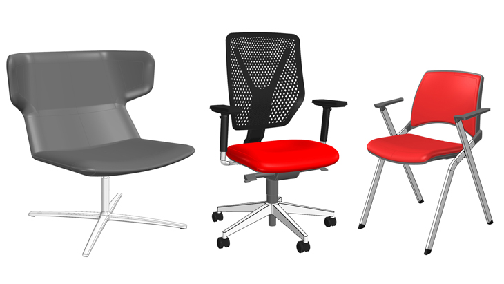 3D modely židlí pro LD Seating, ČR