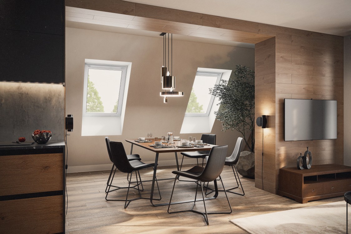 Vizualizace interiéru horského apartmánu, Klínovec