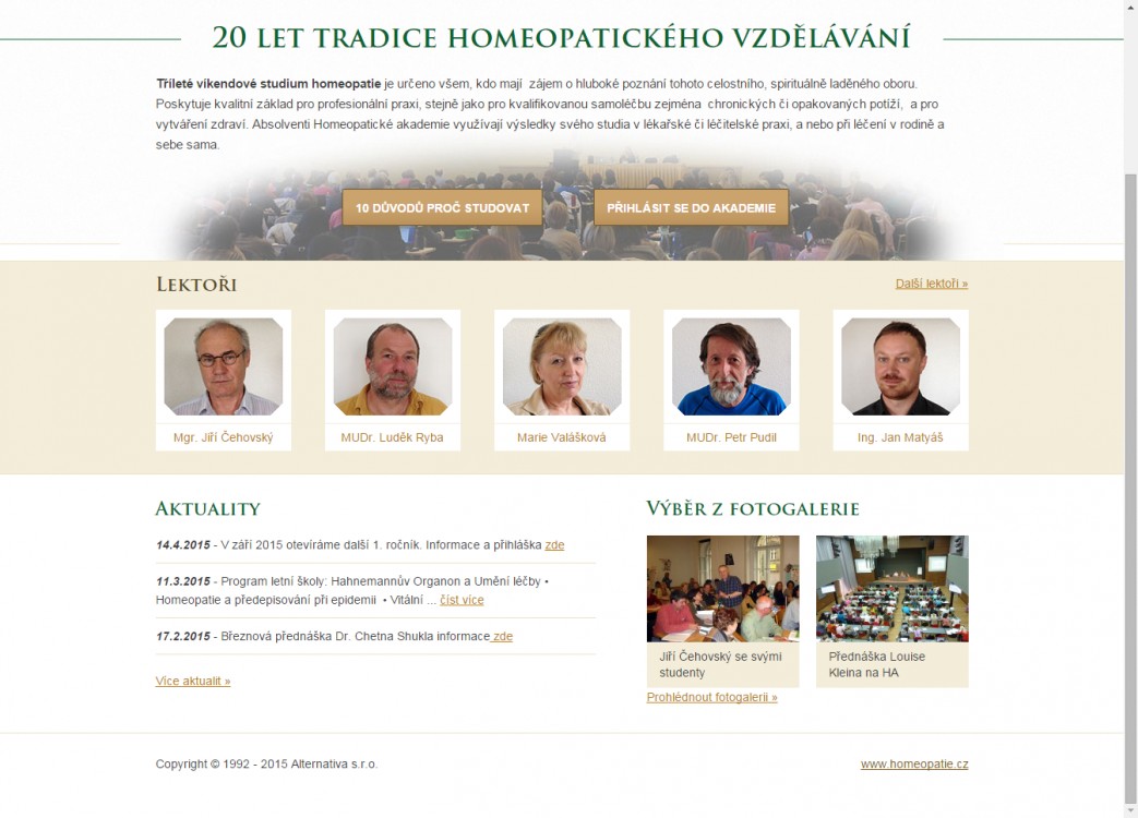 Homeopatická akademie | webová prezentace
