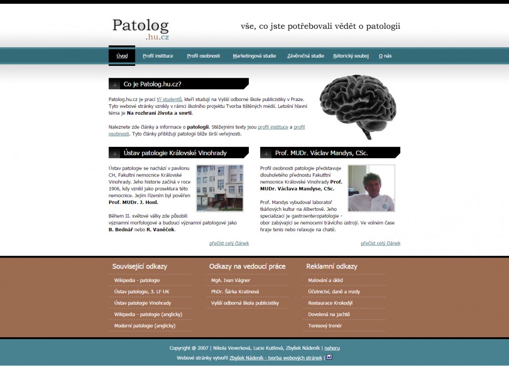 Webová prezentace Patolog