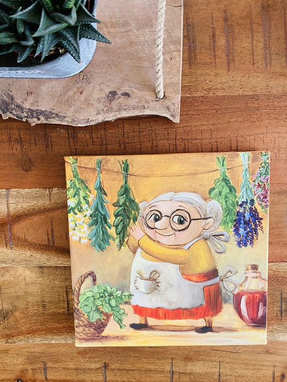 Obraz na prodej – bábinka Bylinka | olejomalba, olej na plátně