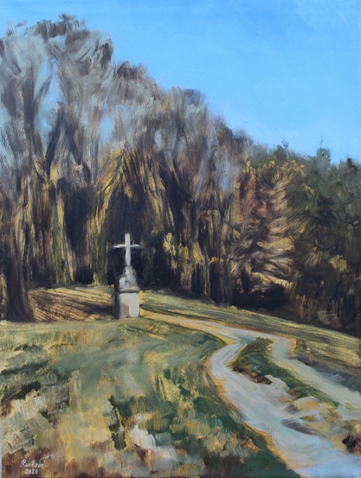 Kříž u Kačerova | olejomalba, olej na plátně