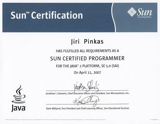 SCJP (Sun Certified Java Programmer) certifikát