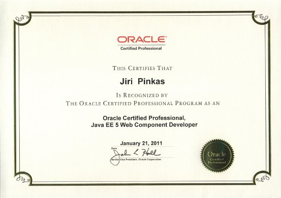 SCWCD (Sun Certified Web Component Developer) certifikát