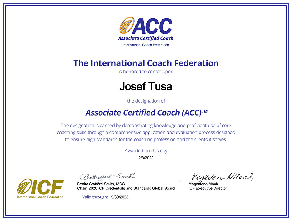 Mezinárodní certifikát ACC od The International Coach Federation (ICF)