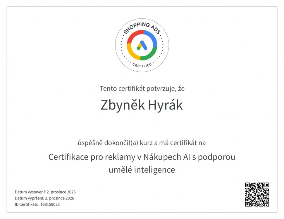 Certifikace pro reklamy v Nákupech AI s podporou umělé inteligence 2026
