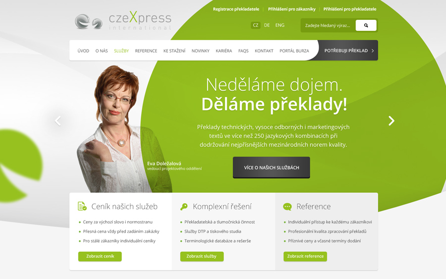 Grafický návrh webu CzeExpress