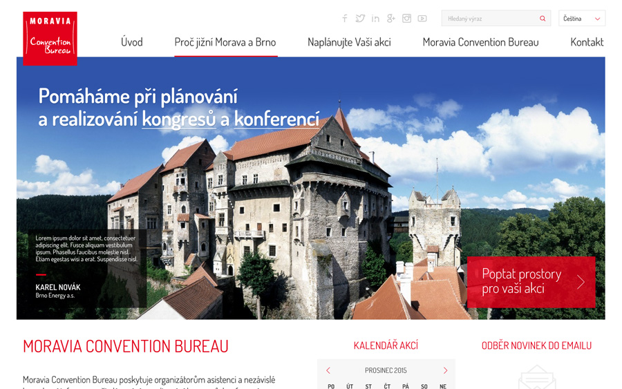 Grafický návrh webu Moravia Convention Bureau