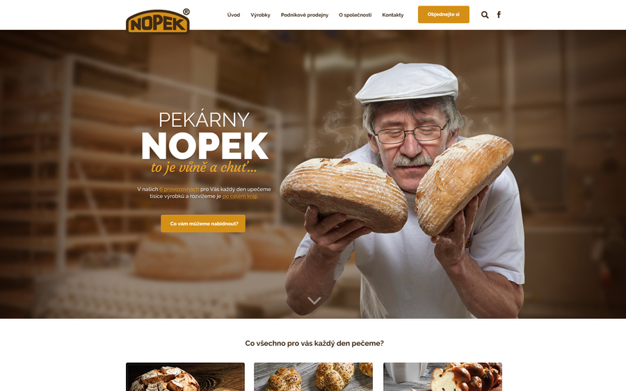 Grafický návrh webu Nopek pekárny