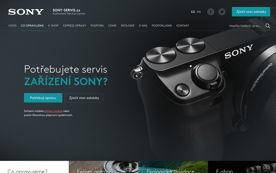 Grafický návrh webu Sony Servis