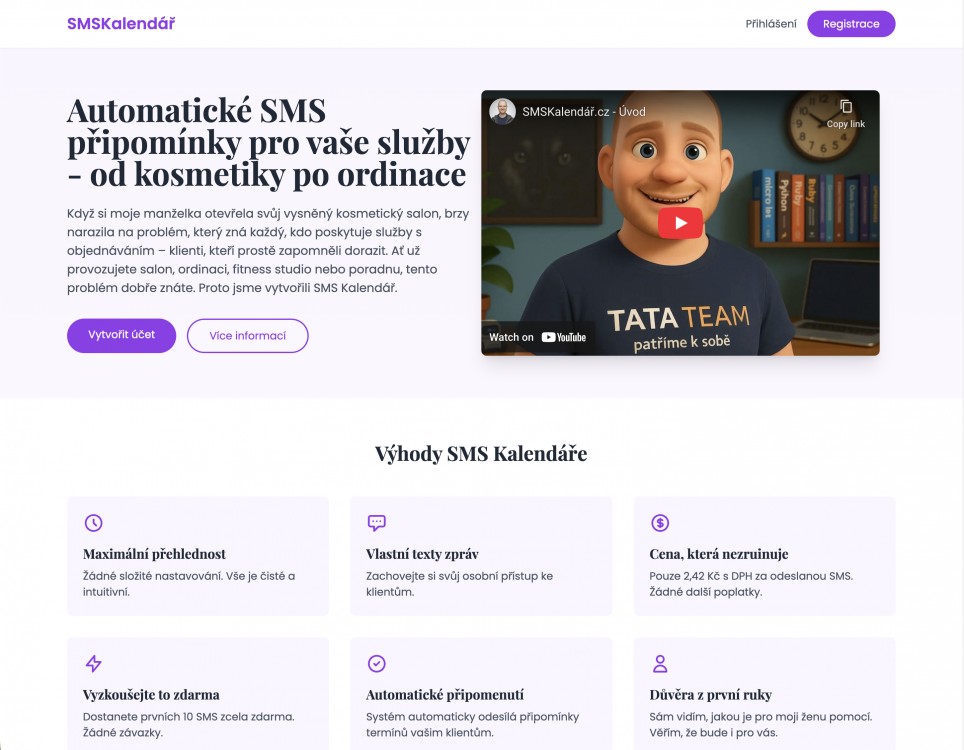 SMSKalendář | SaaS služba pro SMS připomínky schůzek