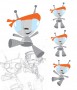 Vznikající ilustrace robota, grafický návrh  (náhled aktuálně zobrazené položky)