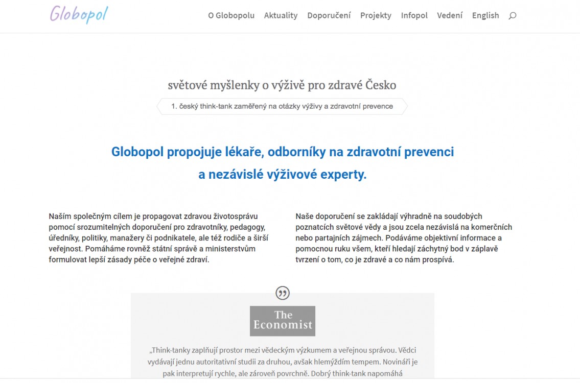 Globopol – název pro 1. český think-tank zaměřený na otázky výživy a zdravotní prevence