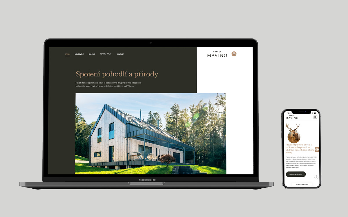 Chalet Mavino – grafický návrh internetových stránek