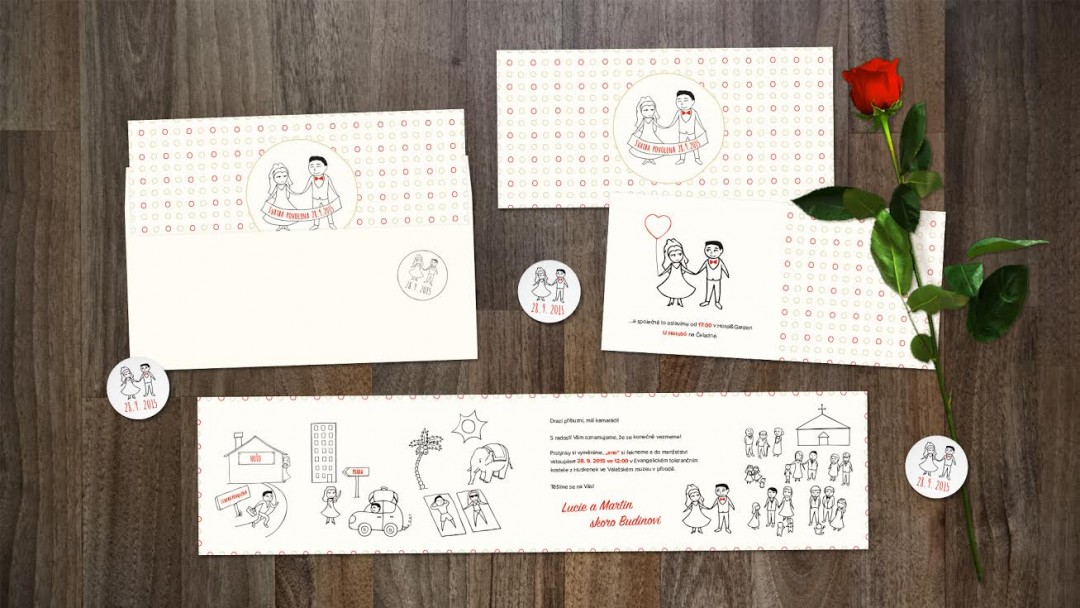 Ilustrované svatební oznámení ve spolupráci s grafikem Janem Bratčenkovem