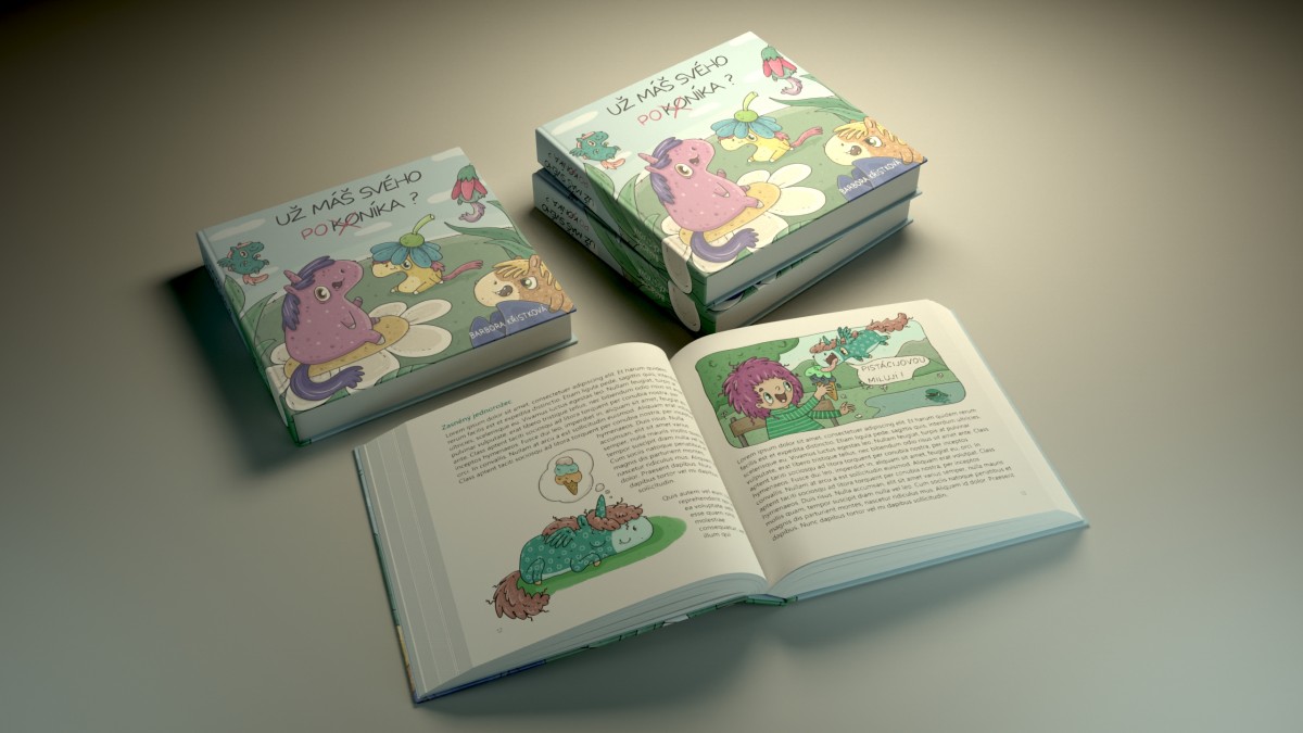 Maketa knihy - ilustrace - koníci