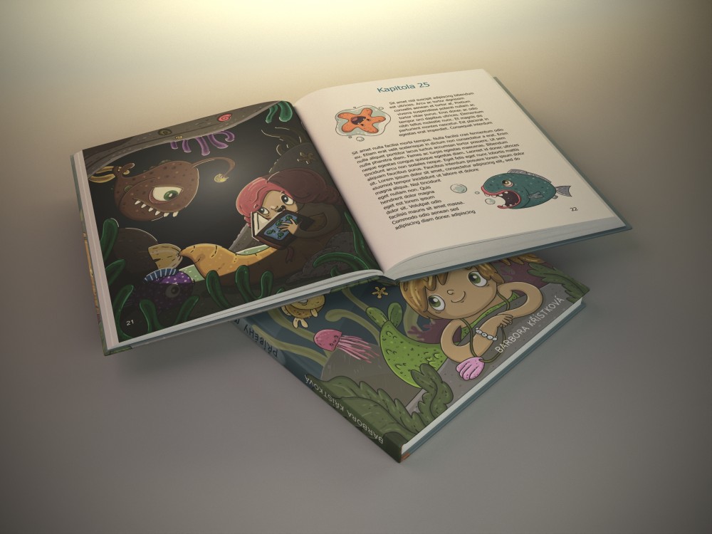 3D maketa knihy - příběhy mořských víl- titulka a obsah