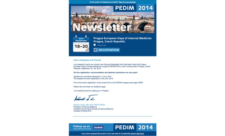 Programování newsletteru pro konferenci PEDIM 2014