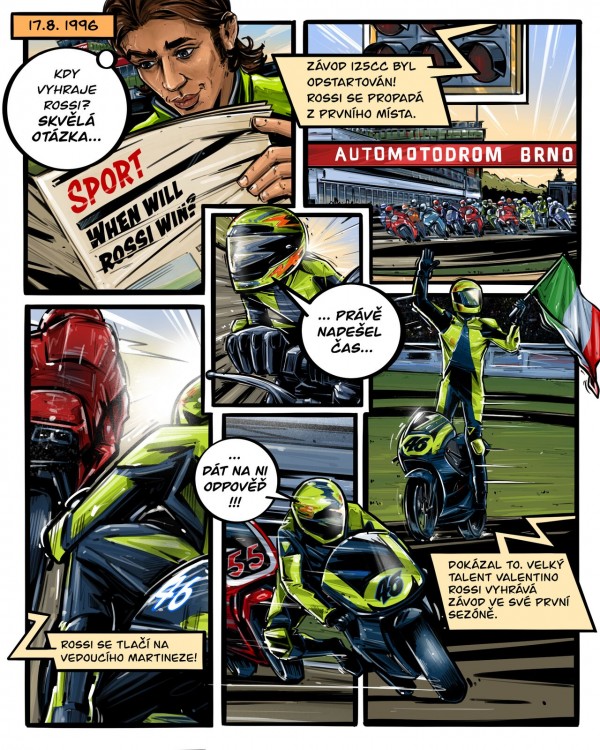Komiks Valentino Rossi v Brně