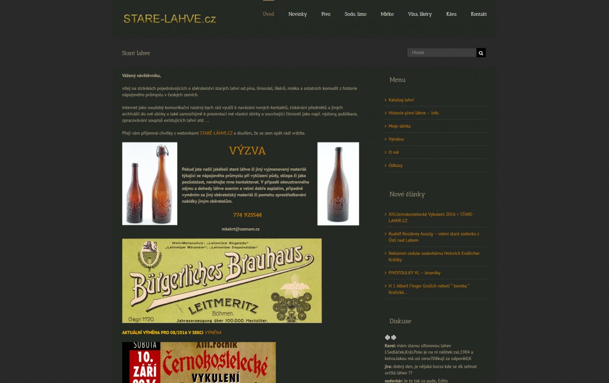 Stránky sběratele starých pivních lahví | tvorba webu a optimalizace (SEO)