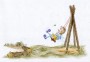 Na houpačce | ilustrace do dětské knížky Ema a Líza  (zobrazit v plné velikosti)