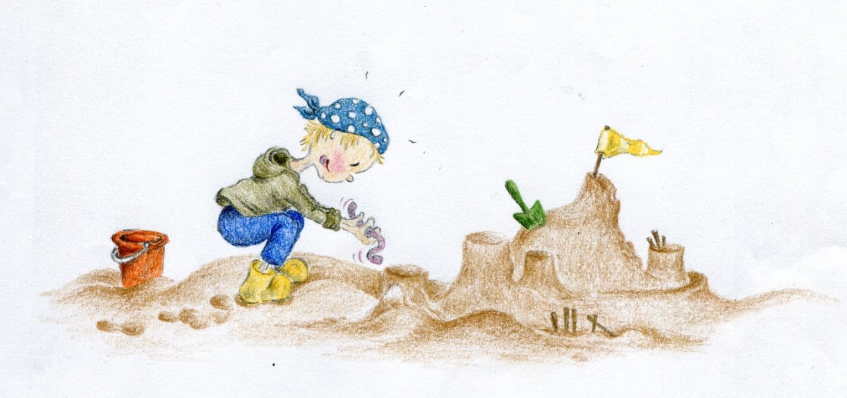 Na pískovišti | ilustrace do dětské knížky Ema a Líza