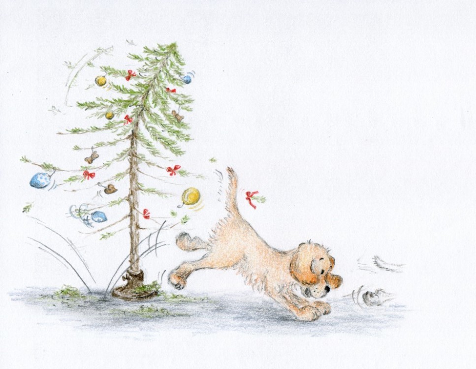 Kolem vánočního smrčku | ilustrace do dětské knížky ENZO – Medové dny