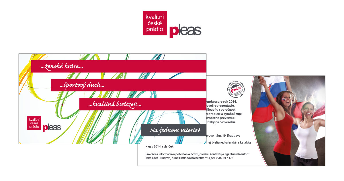 Grafický návrh pozvánky na přehlídku spodního prádla české značky Pleas