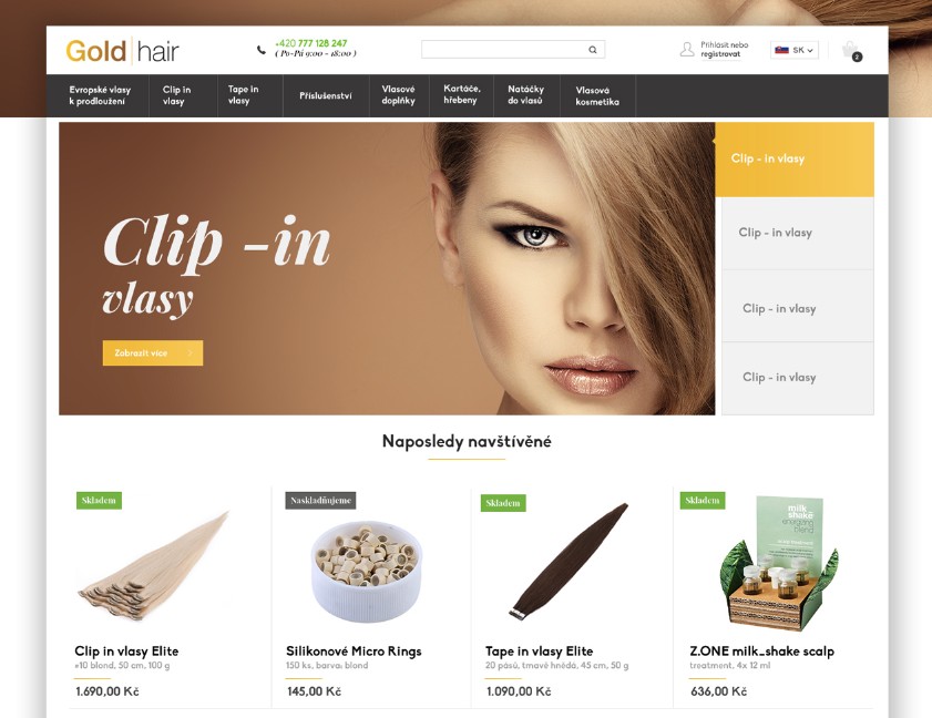 Re-design e-shopu gold hair