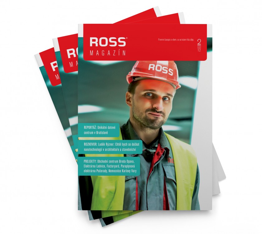 ROSS Holding - kompletní grafická podoba firemního magazínu, čtvrtletník o osmnácti stranách