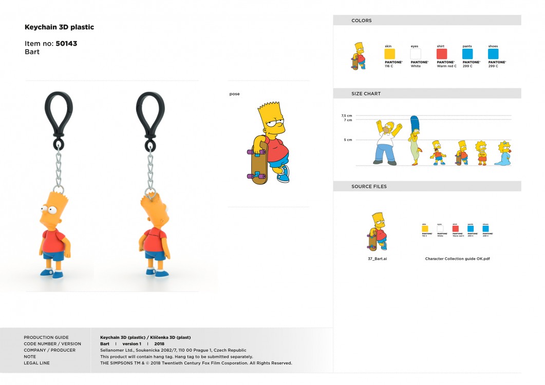 The Simpsons - koncept produktu, který je zasílán licensorovi před samotnou výrobou