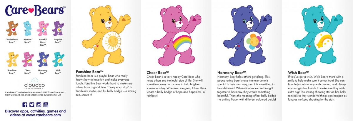 Care Bears - rubová strana propagační brožury