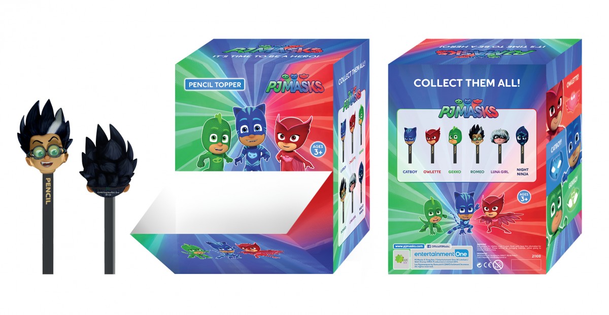 PJ Masks - design produktu a obalový design, nástavce na tužku