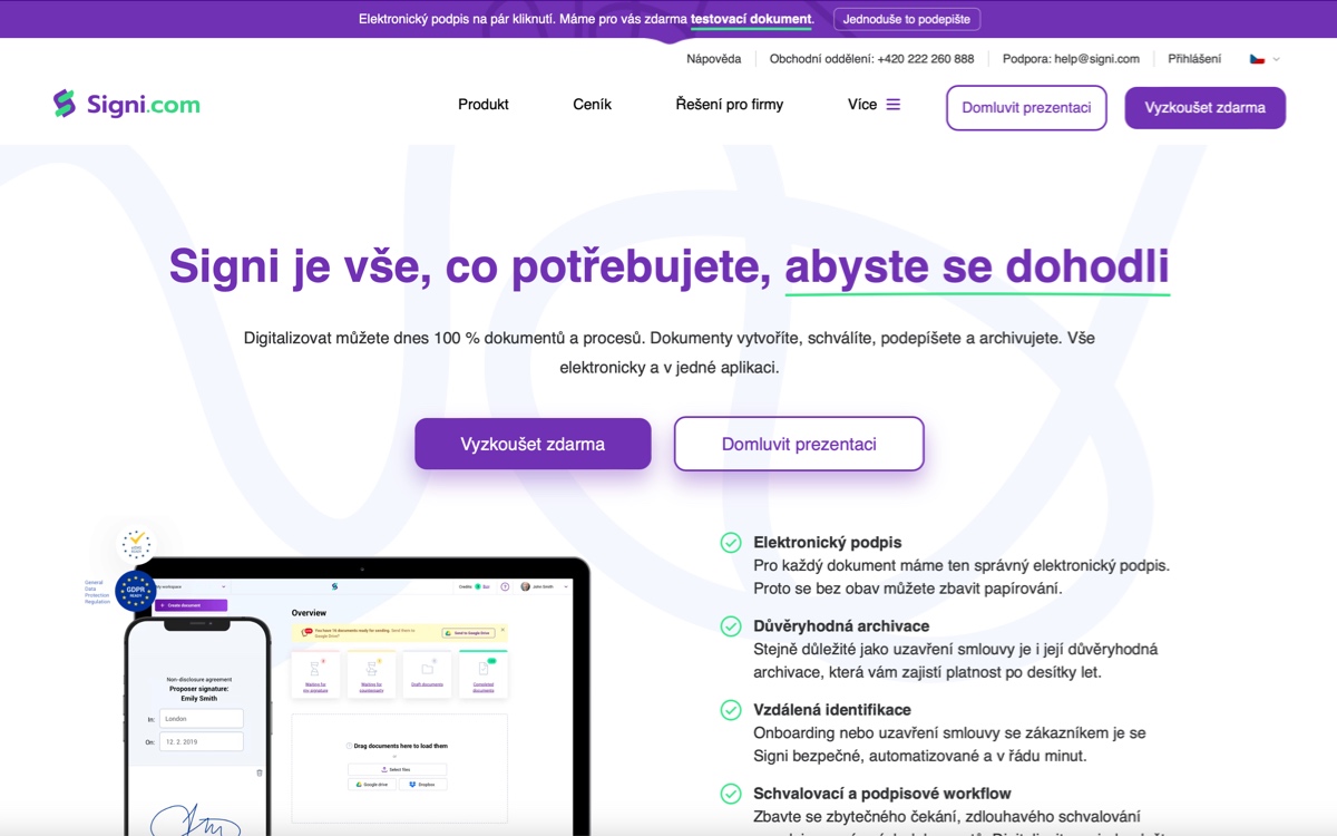 Signi | Elektronický podpis dokumentů | Webová responzivní aplikace