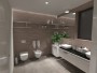 Koupelna v elegantní pudrové barvě | návrh interiéru