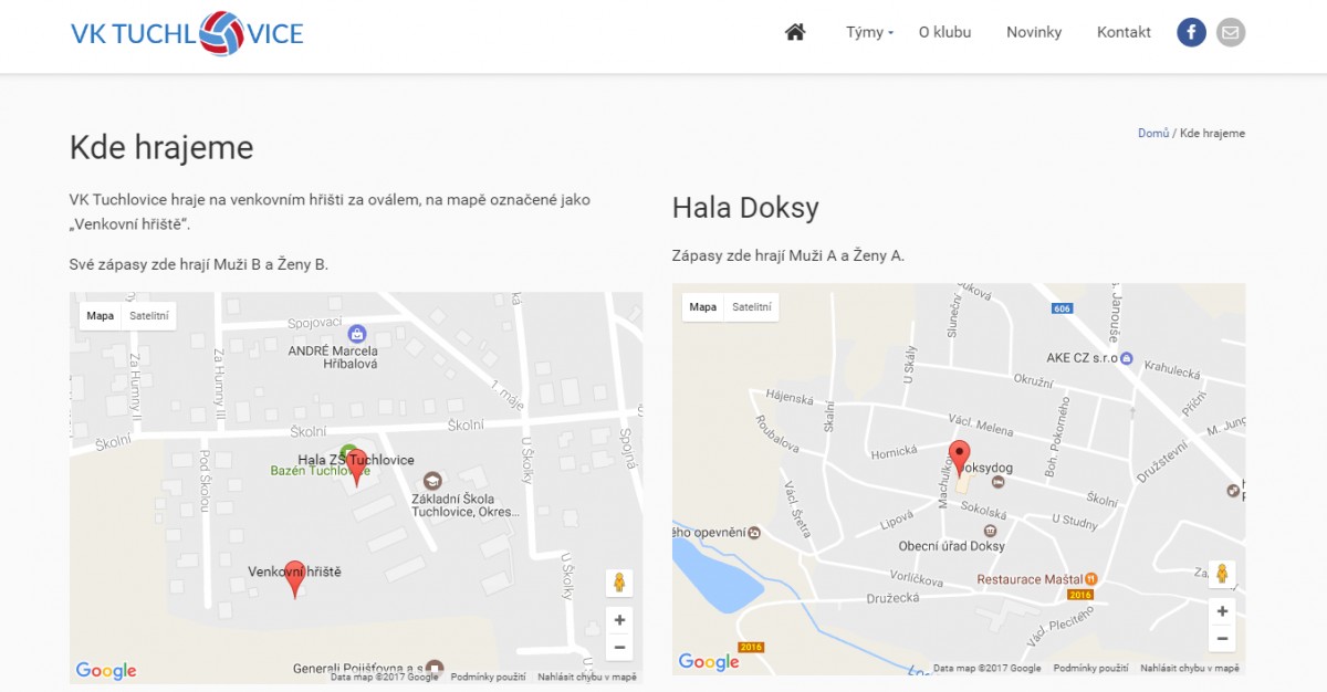 VK Tuchlovice - využití google maps API