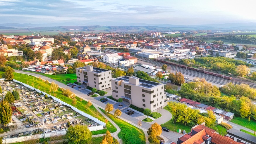 Bytové domy - zákres vizualizace do fotografie