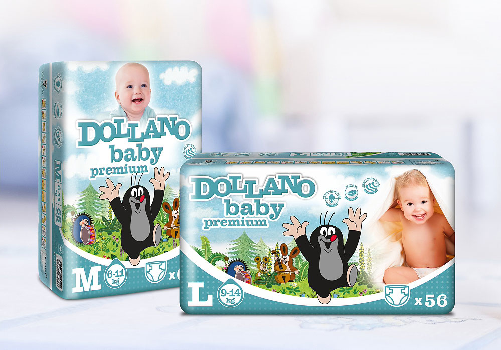 Obalový design dětských plen Dollano Baby - Premium