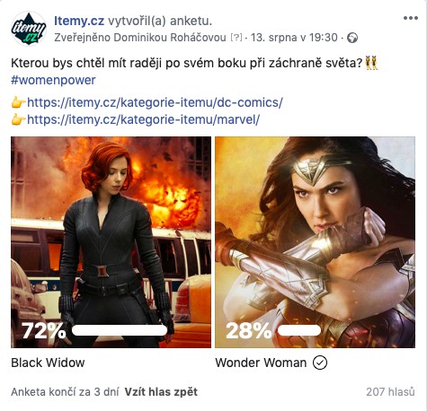 Příspěvek na Facebook pro Itemy.cz