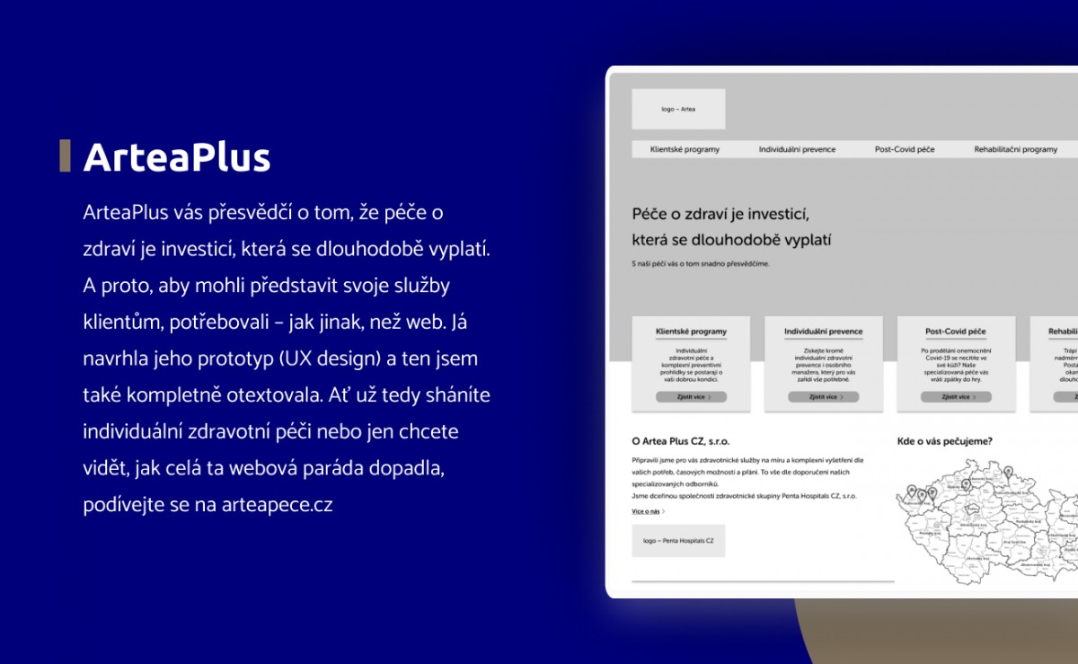 ArteaPlus – UX design a webcopywriting