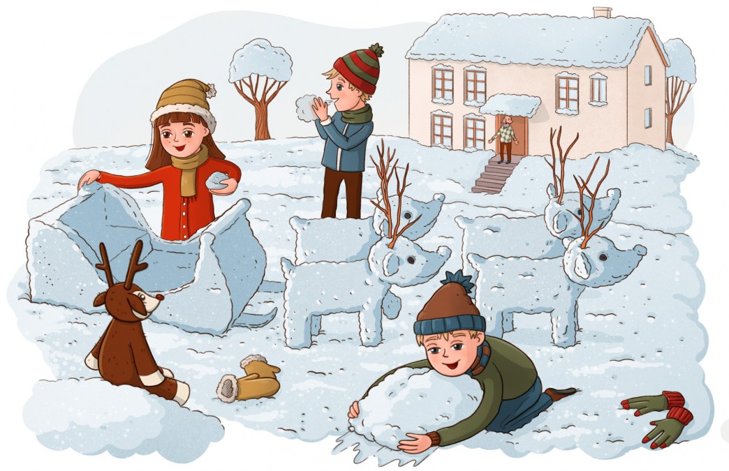 Ilustrace knihy Vánoční kouzlo - stavění saní